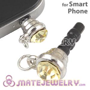 Wholesale Earphone Jack Plug Accessory With Yellow Crystal For Smart Phone 