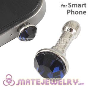 Wholesale Earphone Jack Anti Dust Plug Stopper With Ink Blue Crystal For iPhone 