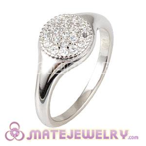 Unisex Platinum Plated Ring Upon Ring With Austrian Crystal