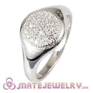 Unisex Platinum Plated Ring Upon Ring With Austrian Crystal