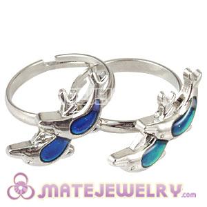 Wholesale Mix Size Unisex Silver Plated Change Color Ring With Dolphin  