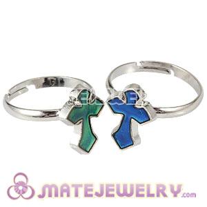 Wholesale Mix Size Unisex Silver Plated Change Color Cross Rings 