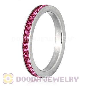 Fashion Unisex Stainless Stackable Finger Ring With Rose Austrian Crystal 