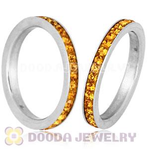 Fashion Unisex Stainless Stackable Finger Ring With Light Peach Austrian Crystal 