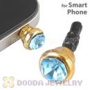 Earphone Jack Plug Accessory With Cyan Crystal For Smart Phone Wholesale