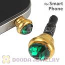 Earphone Jack Plug Accessory With Green Crystal For Smart Phone Wholesale