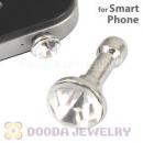 Silver Plated Alloy Anti Dust Stopper With White Crystal For Smart Phone Wholesale 