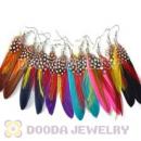 120 Pair Per Bag Mix Color Rooster Feather Earrings With Alloy Fishhook Wholesale