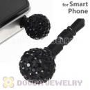 10mm Black Czech Crystal Ball Earphone Jack Plug For iPhone Wholesale