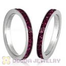 Fashion Unisex Stainless Stackable Finger Ring With Amethyst Austrian Crystal