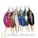 120 Pair Per Bag Multi Coloured Cheap Long Feather Earrings Wholesale