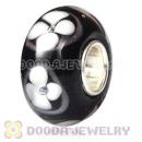 Top Class European Glass Floral Beads With 925 Sterling Silver Single Core