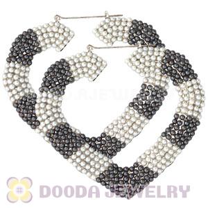 85X90mm Basketball Wives Bamboo Pearl Heart Earrings Wholesale