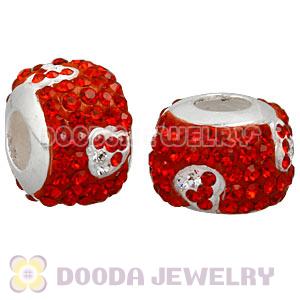 Sterling Silver European Red Austrian Crystal Beads With Heart Wholesale