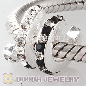 European Sterling Silver Swirl Bead With Austrian Crystal Wholesale