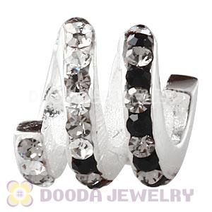 European Sterling Silver Swirl Bead With Austrian Crystal Wholesale