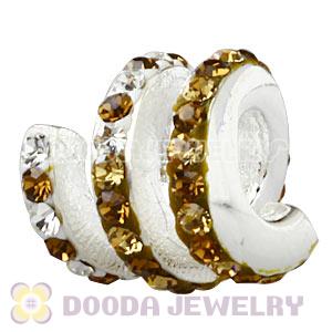 925 Sterling Silver Swirl Charm Beads With Austrian Crystal 