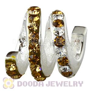 European Sterling Silver Swirl Bead With Austrian Crystal Wholesale