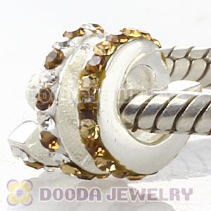 European Sterling Silver Swirl Bead With Austrian Crystal Wholesale
