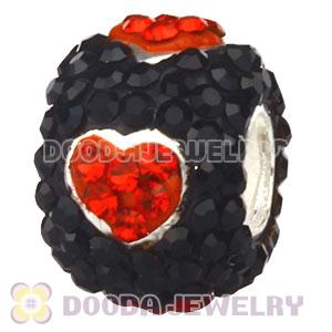 925 Sterling Silver Charm Beads With Heart Austrian Crystal 