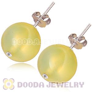 10mm Yellow Agate Sterling Silver Stud Earrings Wholesale