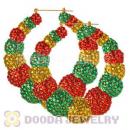 80mm Colorful Basketball Wives Bamboo Resin Crystal Hoop Earrings Wholesale