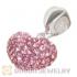 Sterling Silver European Dangle Pink Austrian Crystal Heart Charm Beads