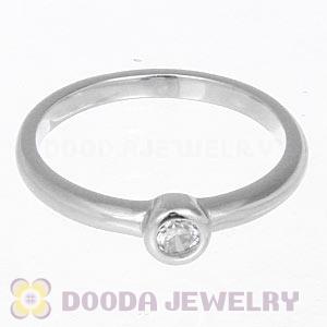 Platinum Plated Stackable Halo Ring With Austrian Crystal Diamond