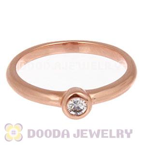 Rose Gold Plated Stackable Halo Ring With Austrian Crystal Diamond
