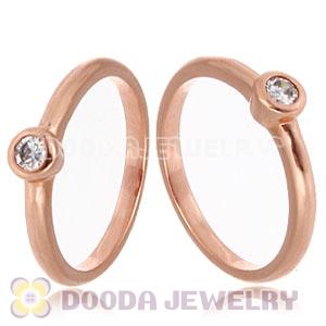 Rose Gold Plated Stackable Halo Ring With Austrian Crystal Diamond