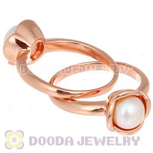 Rose Gold Plated Stackable Bloom Pearl Ring Wholesale