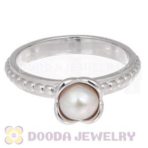 Platinum Plated Stackable Bloom Pearl Ring Wholesale