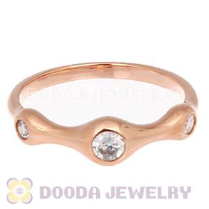 Rose Gold Plated Stackable Halo Ring With Austrian Crystal Diamond