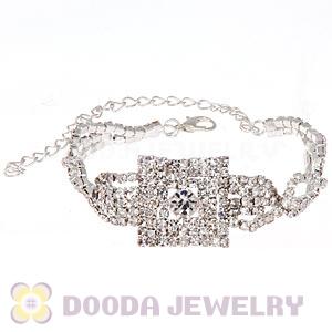 Silver Plated Alloy Crystal Bracelets Chain Wholesale With Lobster Clasp