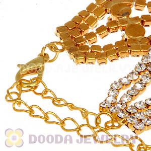 Gold Plated Alloy Crystal Bracelets Chain Wholesale With Lobster Clasp