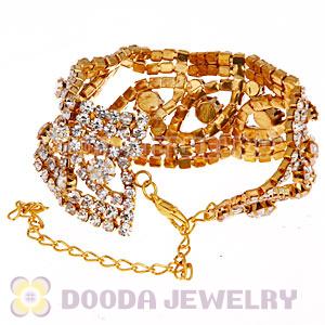 Gold Plated Alloy Crystal Bracelets Chain Wholesale With Lobster Clasp