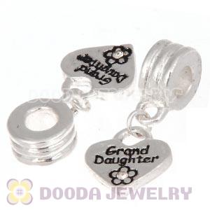 Silver Plated European Dangle Grand Daughter Heart Charm Beads Wholesale 