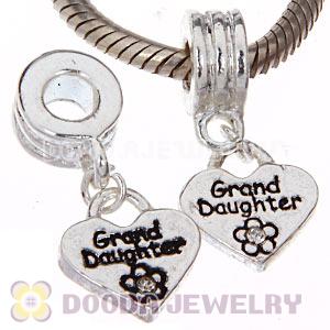 Silver Plated European Dangle Grand Daughter Heart Charm Beads Wholesale 