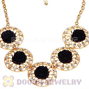 Fashion Crystal Rose Flower Choker Collar Necklace Wholesale