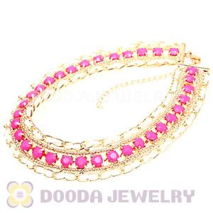 Gold Chain Resin Diamond Leather Chunky Choker Collar Necklace Wholesale