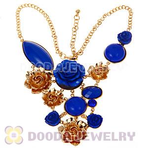 Fashion Ellipse Round Resin Gemstone Flower Choker Bib Jewelry Necklace
