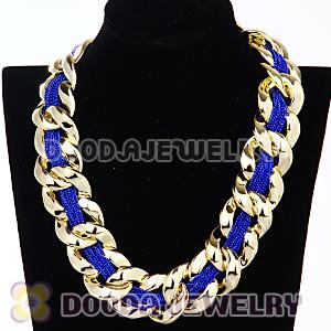 Chunky Gold Interlocking Chain And Blue Chain Necklace Wholesale 