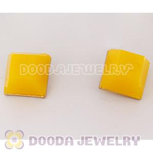 Gold Plated Yellow Cubic Jelly Resin Diamond Stud Earrings Wholesale