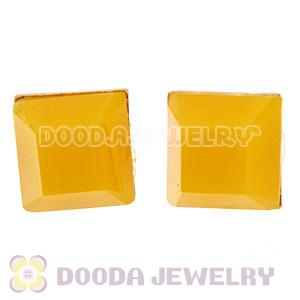 Gold Plated Yellow Cubic Jelly Resin Diamond Stud Earrings Wholesale
