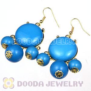 Fashion Gold Plated Blue Drop Bubble Earrings Wholesale
