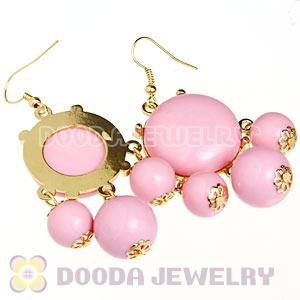 Fashion Gold Plated Drop Pink Bubble Earrings Wholesale