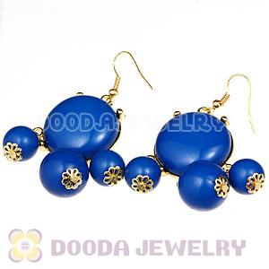 Fashion Gold Plated Drop Dark Blue Bubble Earrings Wholesale