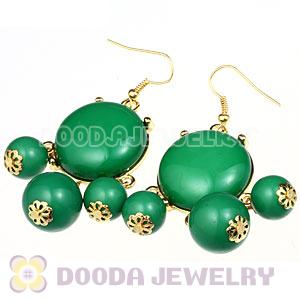 Fashion Gold Plated Drop Dark Green Bubble Earrings Wholesale