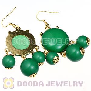 Fashion Gold Plated Drop Dark Green Bubble Earrings Wholesale