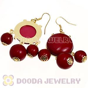Fashion Gold Plated Drop Claret Maroon Bubble Earrings Wholesale